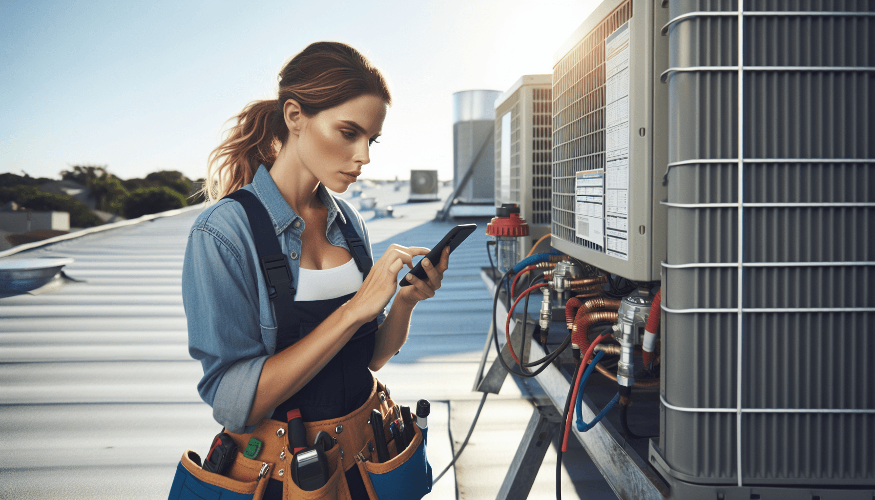 Efficient Technician Dispatching with Field Service Software Technician using field service software on a digital device for efficient dispatching