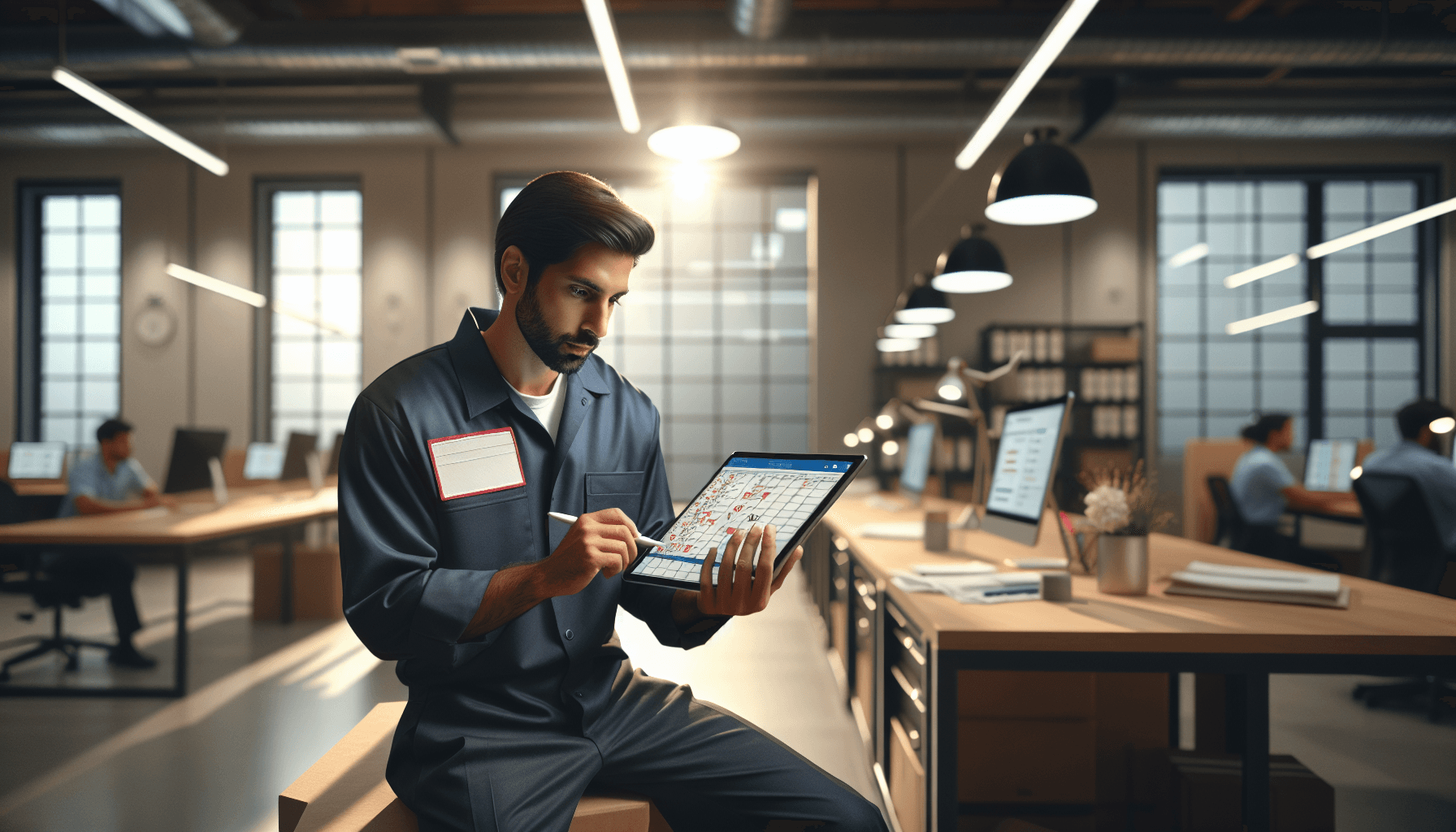 Graphic representation of automated scheduling software optimizing operations for a service business