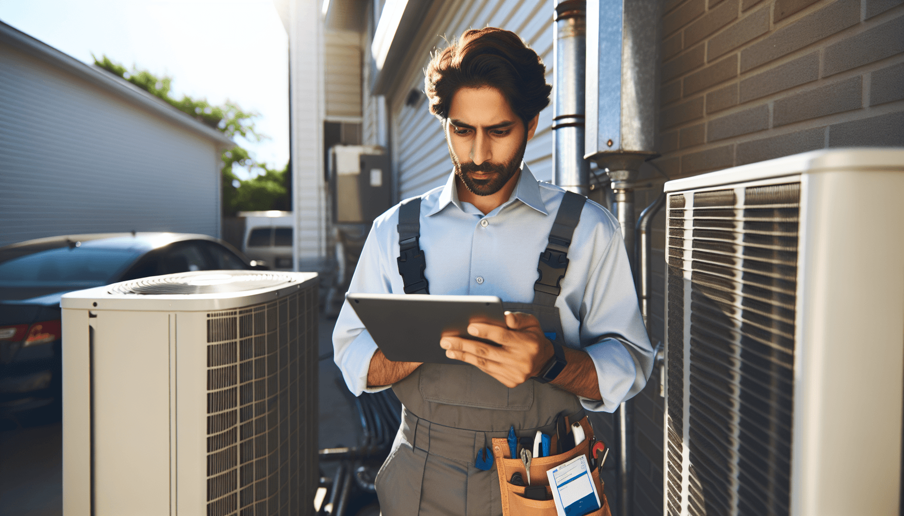 Technician using a mobile device with field service management software in 2026