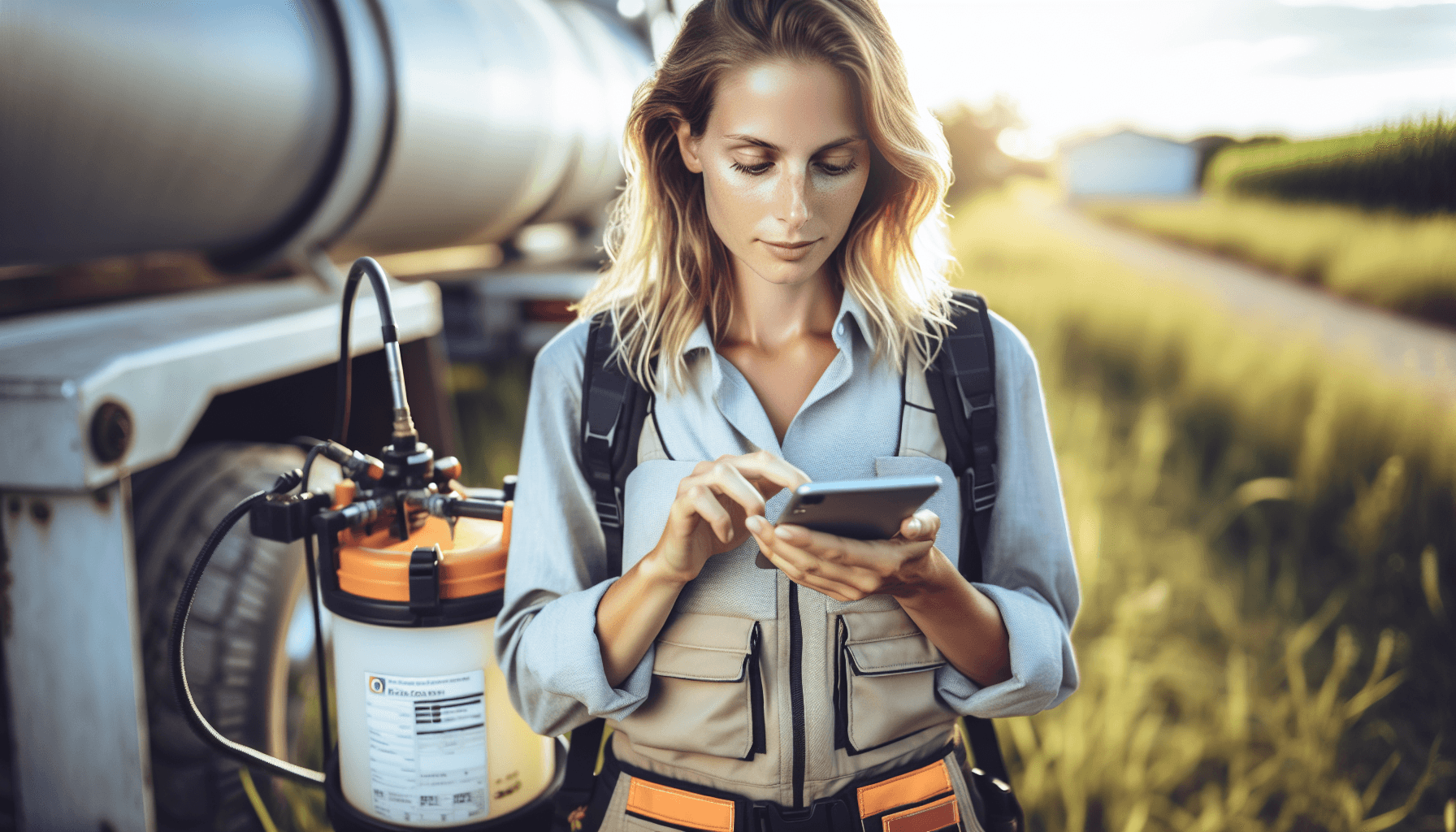 Technician using pest control software on a tablet in a service van