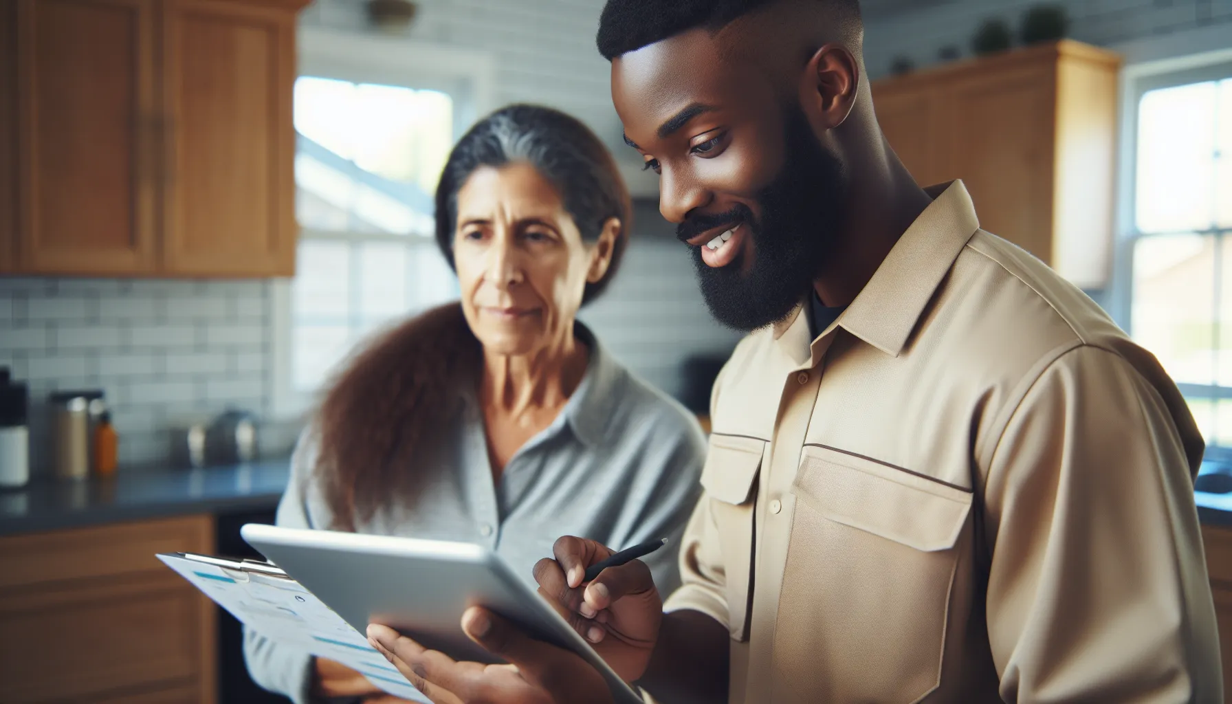 Pest Control Expert Using Software on a Tablet