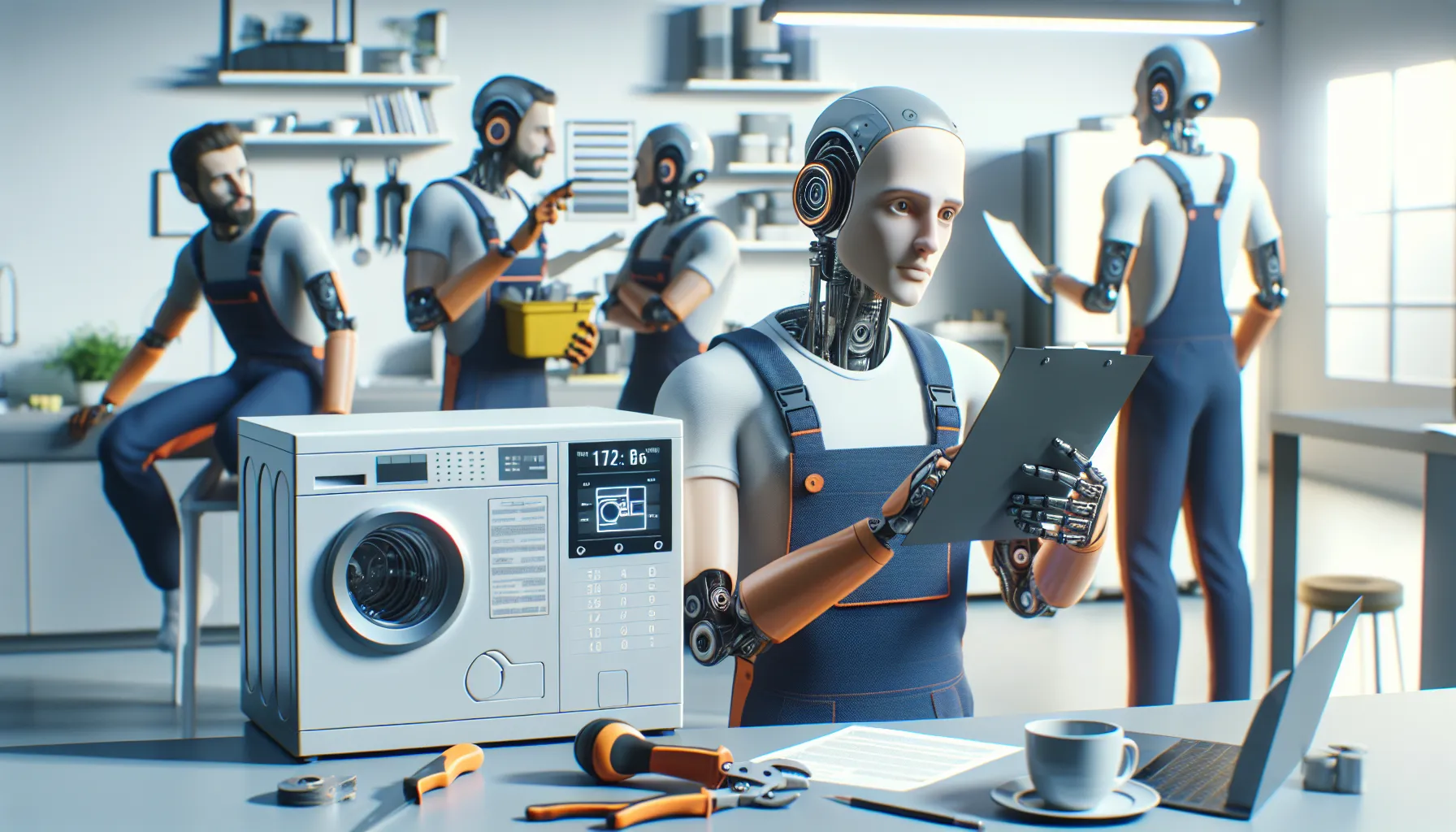 Appliance Repair Scheduling Software in Action Technician using appliance repair scheduling software on a tablet